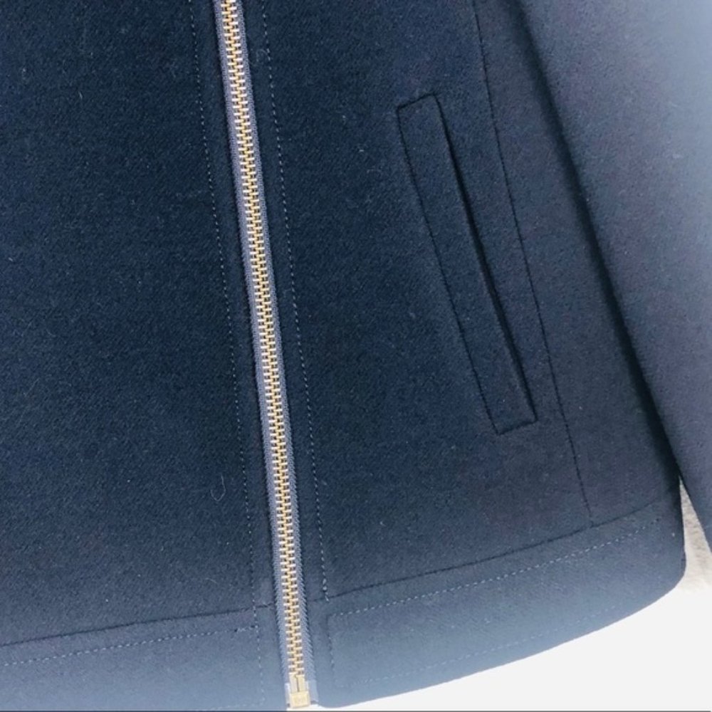 J. CREW Navy Double Cloth Moto Jacket 0 - Picture 6 of 8